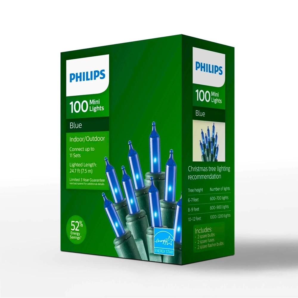 Philips Blue Indoor/Outdoor Mini Christmas Lights NWT